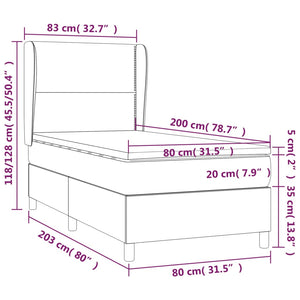 Κρεβάτι Boxspring με Στρώμα Κρεμ 80 x 200 εκ. Συνθετικό Δέρμα