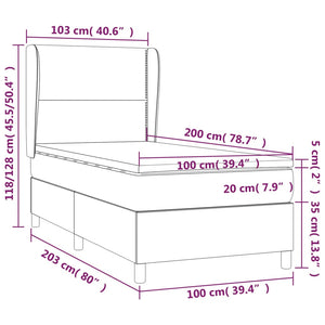 Κρεβάτι Boxspring με Στρώμα Καπουτσίνο 100x200εκ.από Συνθ.Δέρμα