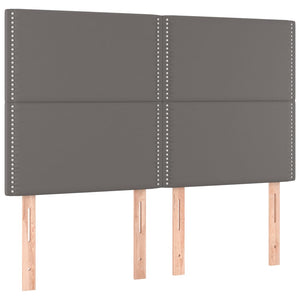 Κρεβάτι Boxspring με Στρώμα Γκρι 140x190εκ. από Συνθετικό Δέρμα