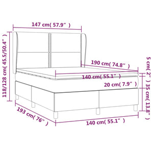 Κρεβάτι Boxspring με Στρώμα Γκρι 140x190εκ. από Συνθετικό Δέρμα