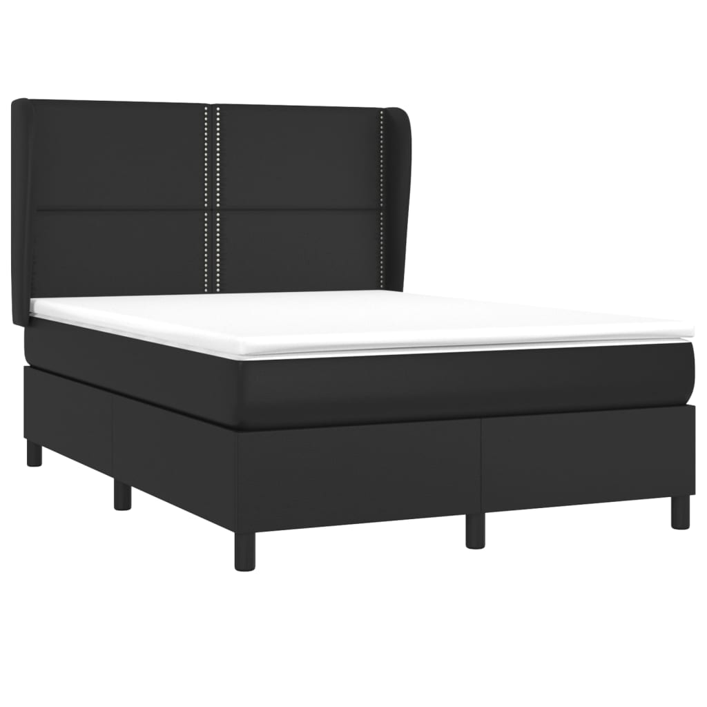 Κρεβάτι Boxspring με Στρώμα Μαύρο 140x200εκ.από Συνθετικό Δέρμα