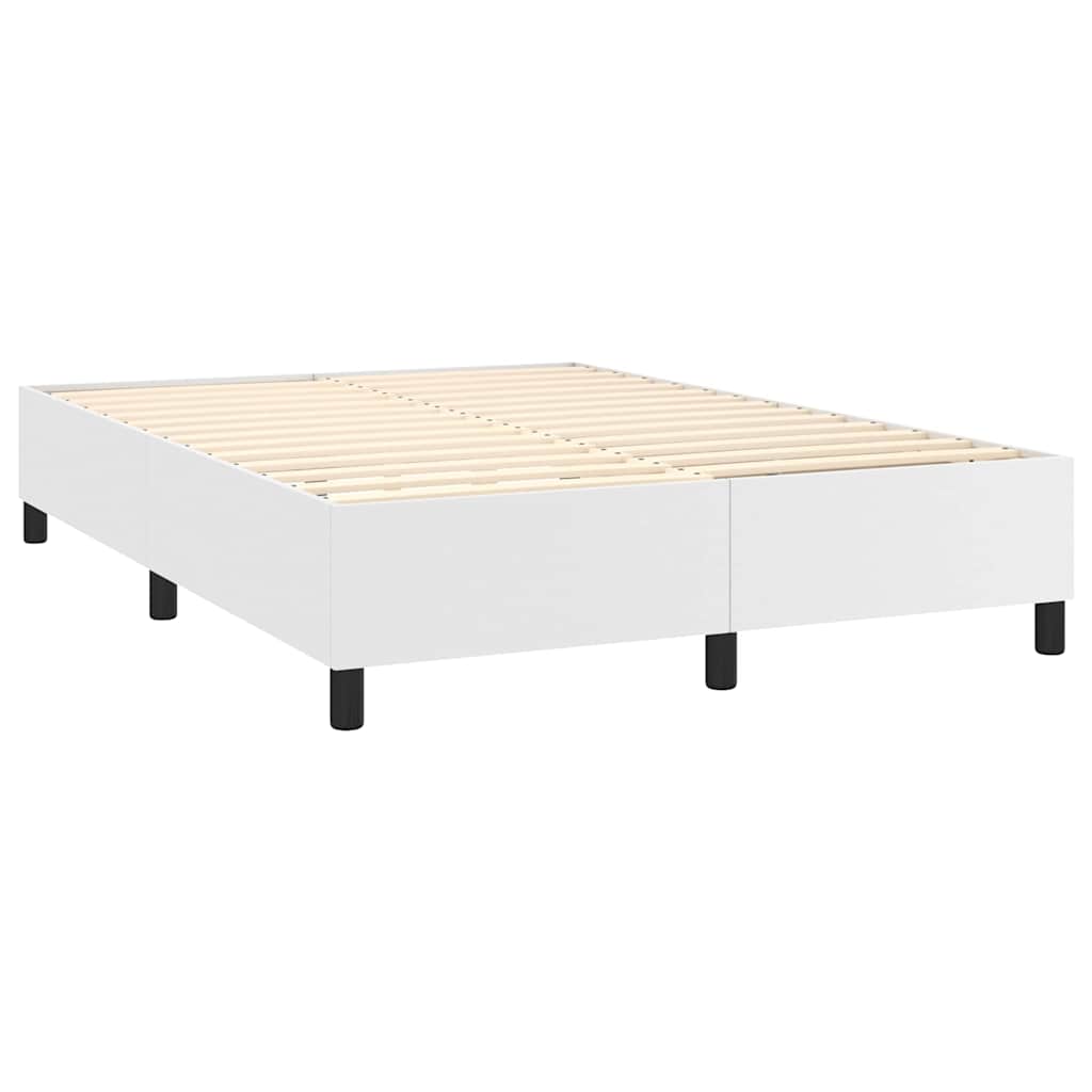 Κρεβάτι Boxspring με Στρώμα Λευκό 140x200εκ.από Συνθετικό Δέρμα