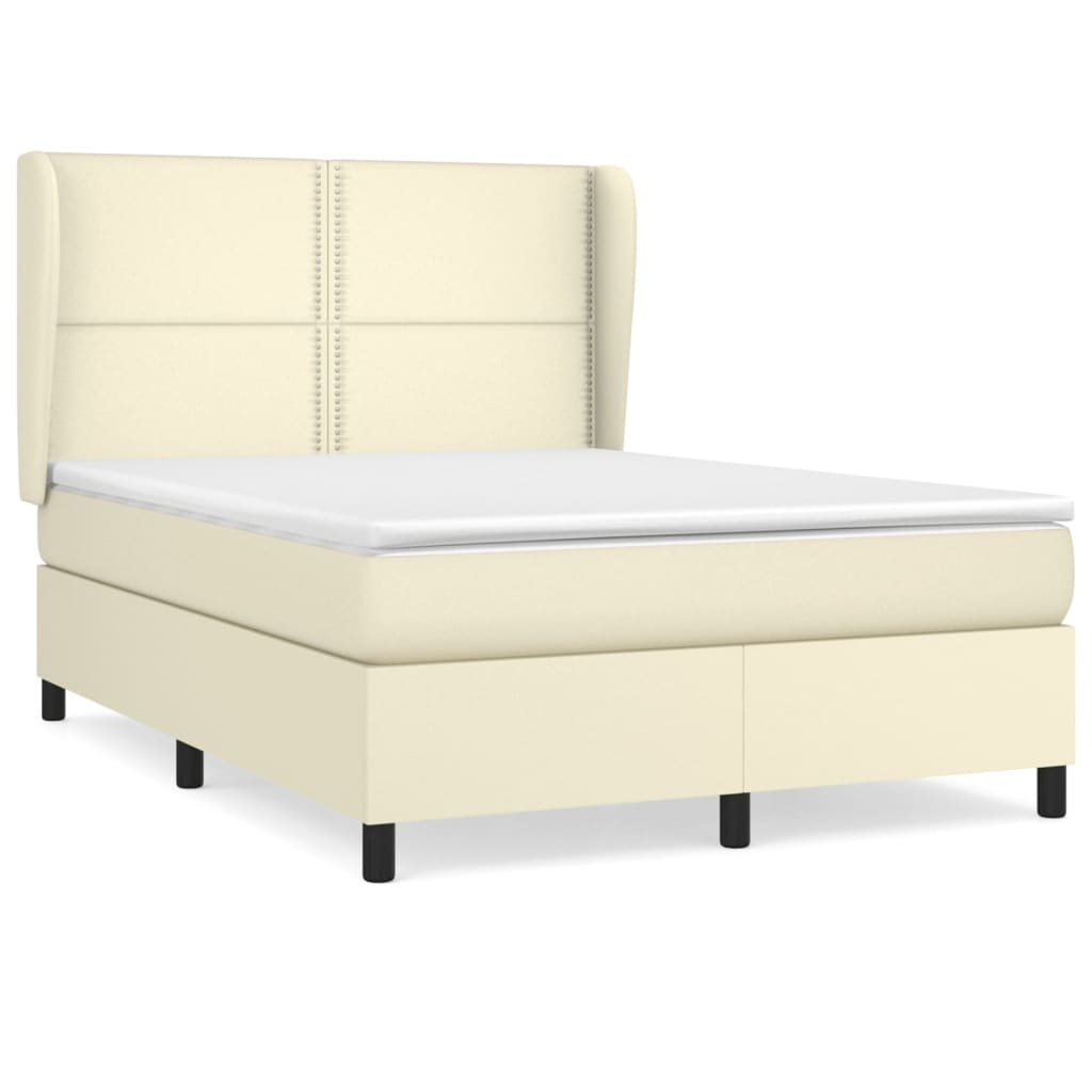 Κρεβάτι Boxspring με Στρώμα Κρεμ 140x200εκ. από Συνθετικό Δέρμα