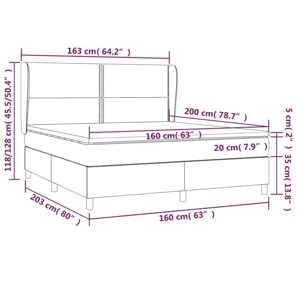 Κρεβάτι Boxspring με Στρώμα Μαύρο 160x200εκ.από Συνθετικό Δέρμα