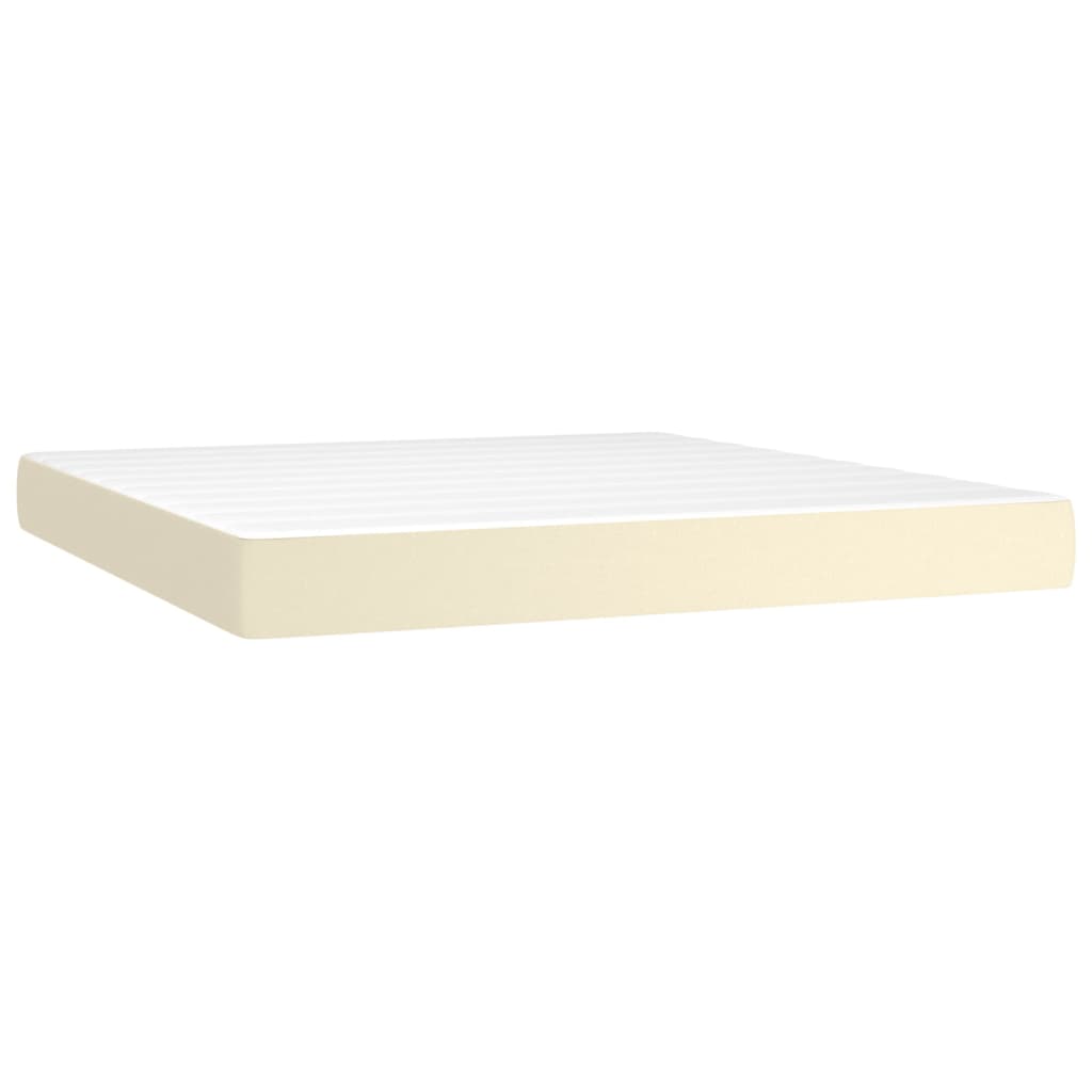 Κρεβάτι Boxspring με Στρώμα Κρεμ 160x200εκ. από Συνθετικό Δέρμα