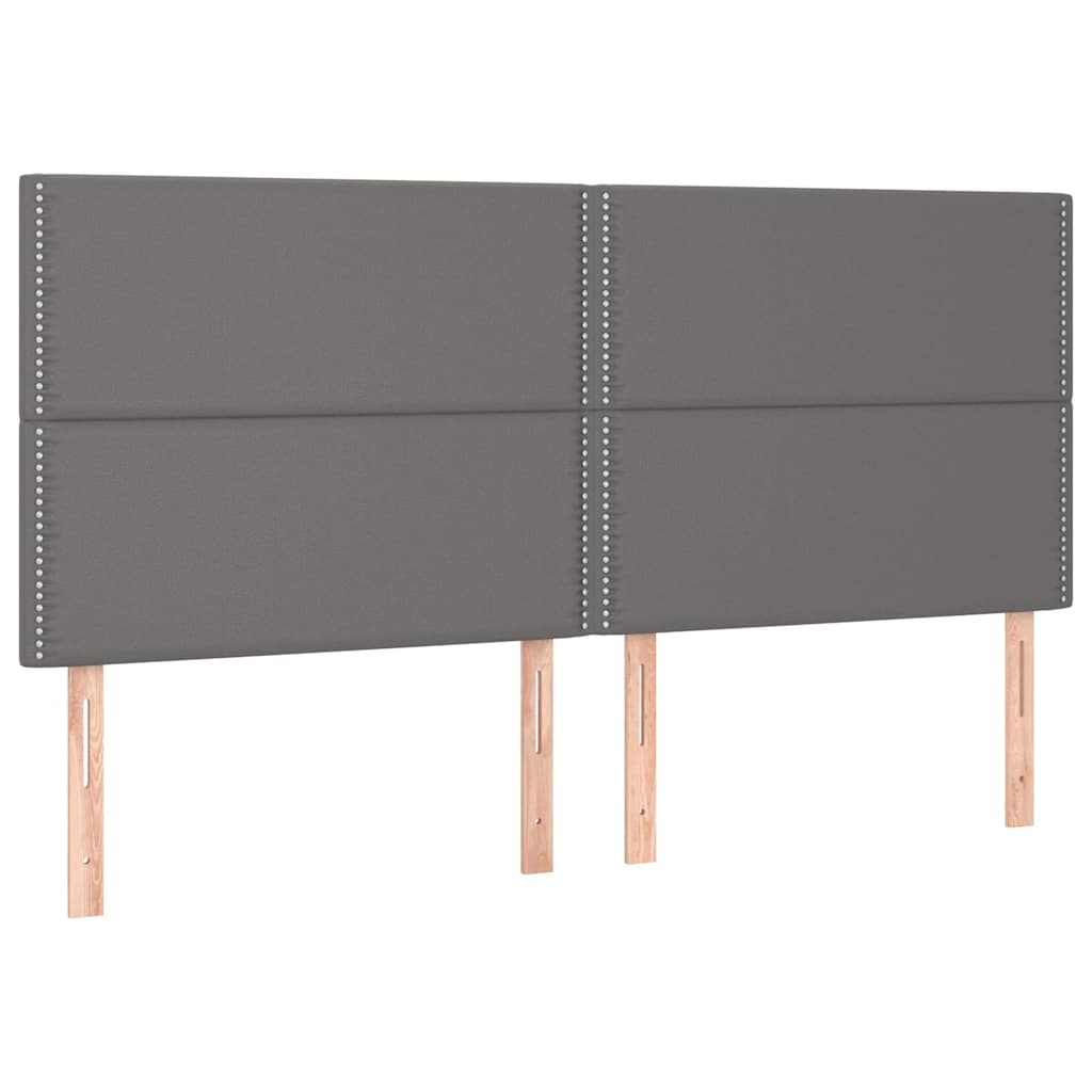 Κρεβάτι Boxspring με Στρώμα Γκρι 160x200εκ. από Συνθετικό Δέρμα