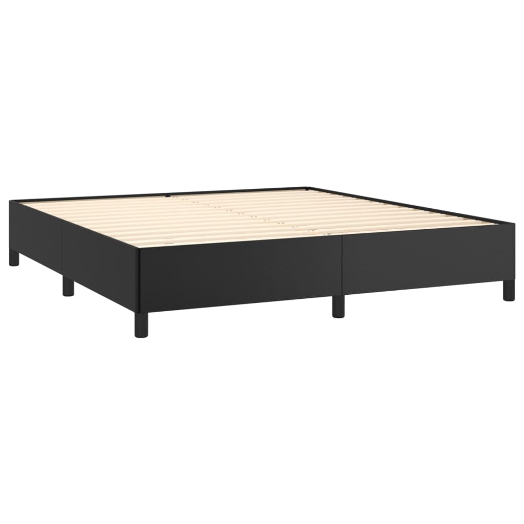 Κρεβάτι Boxspring με Στρώμα Μαύρο 180x200εκ.από Συνθετικό Δέρμα