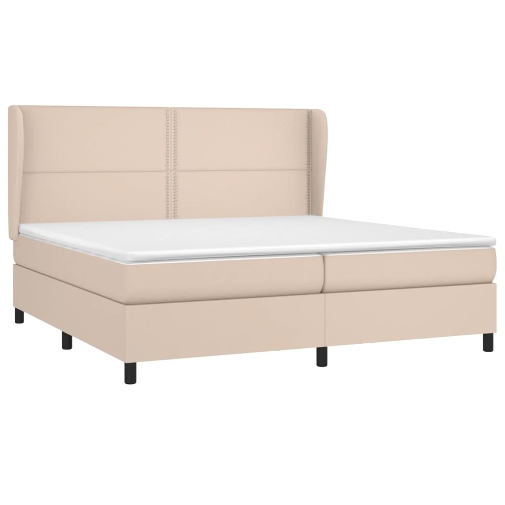 Κρεβάτι Boxspring με Στρώμα Καπουτσίνο 200x200εκ.από Συνθ.Δέρμα