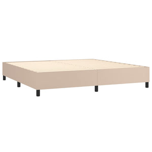 Κρεβάτι Boxspring με Στρώμα Καπουτσίνο 200x200εκ.από Συνθ.Δέρμα