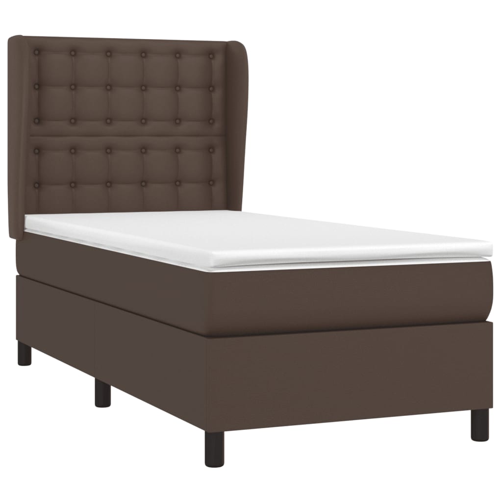Κρεβάτι Boxspring με Στρώμα Καφέ 80 x 200 εκ. Συνθετικό Δέρμα