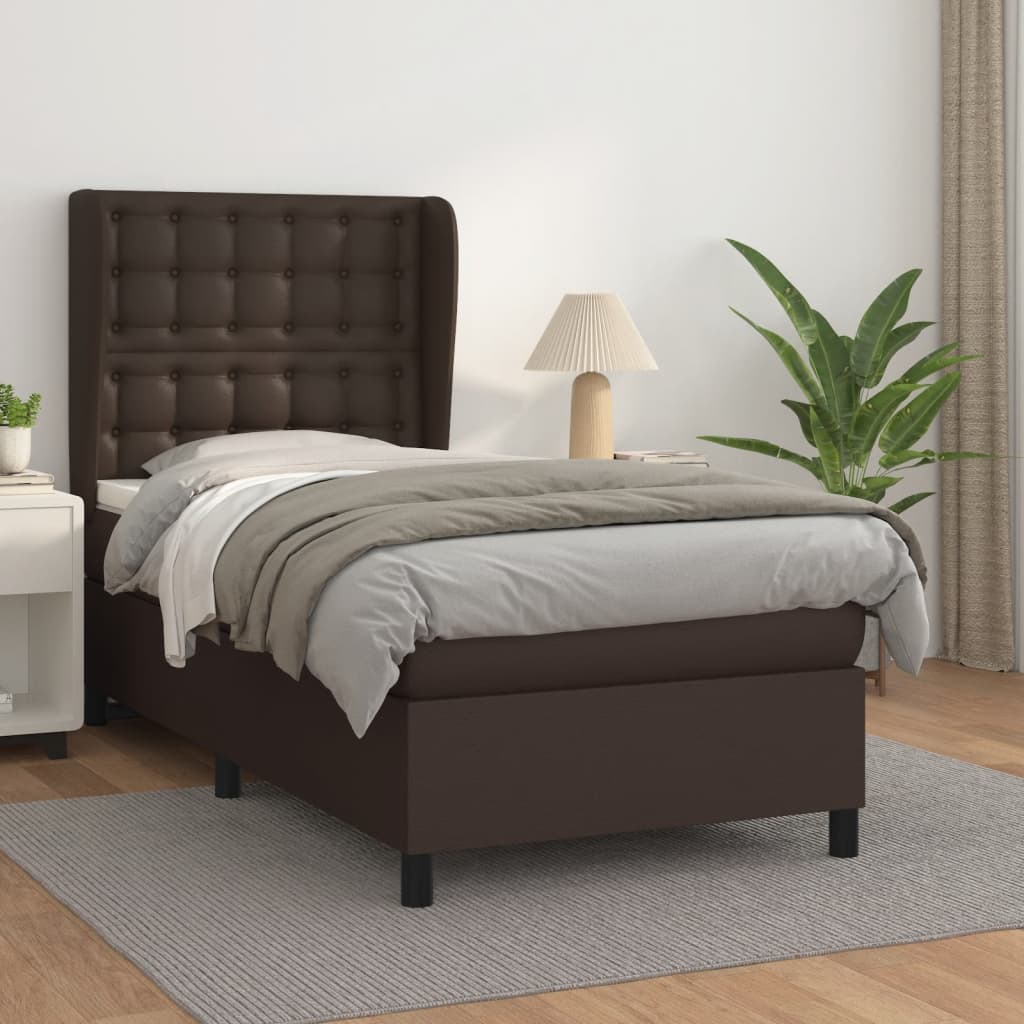 Κρεβάτι Boxspring με Στρώμα Καφέ 80 x 200 εκ. Συνθετικό Δέρμα