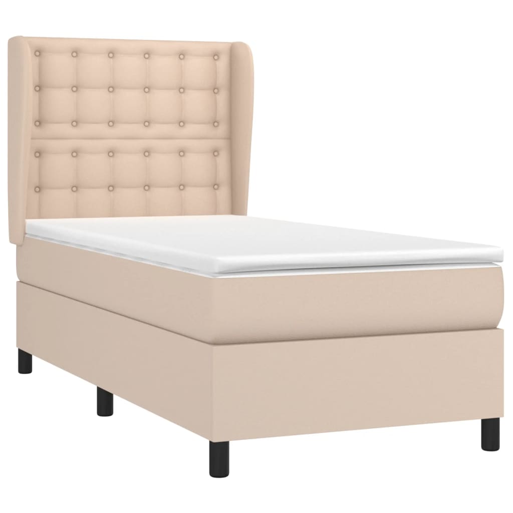 Κρεβάτι Boxspring με Στρώμα Καπουτσίνο 80x200 εκ. Συνθ. Δέρμα