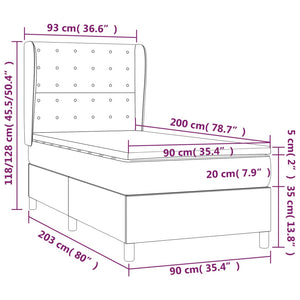 Κρεβάτι Boxspring με Στρώμα Κρεμ 90x200 εκ. από Συνθετικό Δέρμα - Pakobazaar