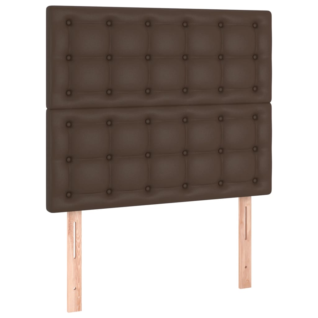 Κρεβάτι Boxspring με Στρώμα Καφέ 90x200 εκ. από Συνθετικό Δέρμα