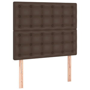 Κρεβάτι Boxspring με Στρώμα Καφέ 90x200 εκ. από Συνθετικό Δέρμα