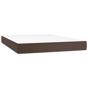 Κρεβάτι Boxspring με Στρώμα Καφέ 140x190εκ. από Συνθετικό Δέρμα