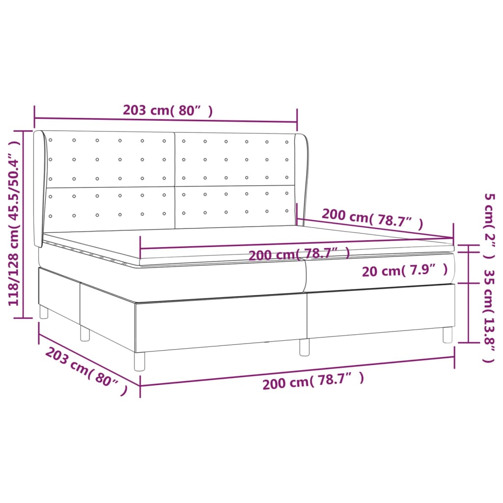 Κρεβάτι Boxspring με Στρώμα Καπουτσίνο 200x200εκ.από Συνθ.Δέρμα - Pakobazaar