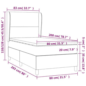 Κρεβάτι Boxspring με Στρώμα Σκούρο Μπλε 80 x 200 εκ. Βελούδινο - Pakobazaar
