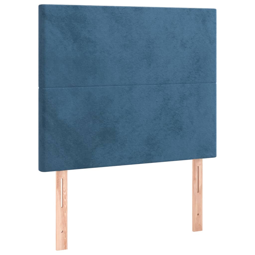 Κρεβάτι Boxspring με Στρώμα Σκούρο Μπλε 90x200 εκ. Βελούδινο
