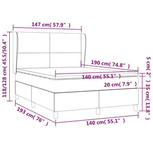 Κρεβάτι Boxspring με Στρώμα Σκούρο Πράσινο 140x190εκ. Βελούδινο