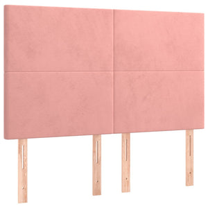 Κρεβάτι Boxspring με Στρώμα Ροζ 140x190 εκ. Βελούδινο