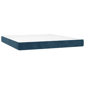 Κρεβάτι Boxspring με Στρώμα Σκούρο Μπλε 160x200 εκ. Βελούδινο - Pakobazaar