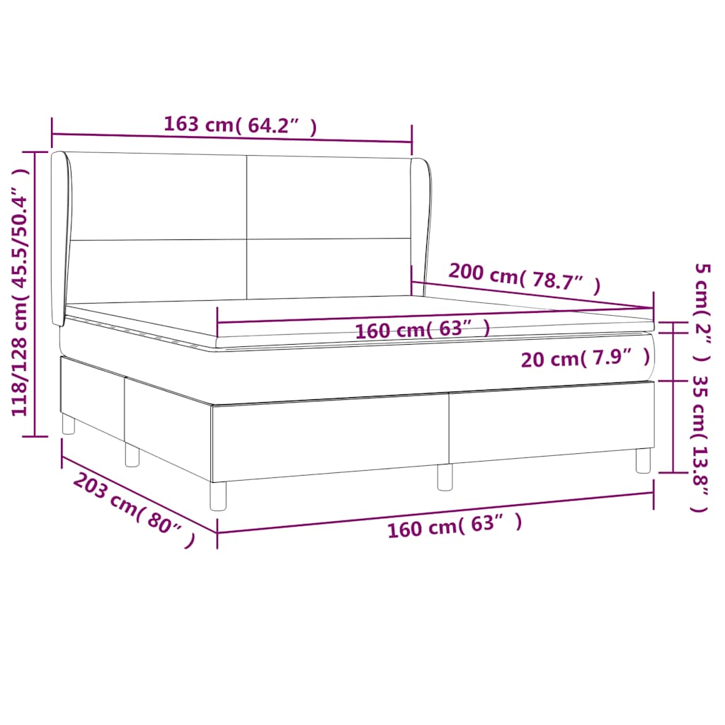 Κρεβάτι Boxspring με Στρώμα Σκούρο Μπλε 160x200 εκ. Βελούδινο - Pakobazaar