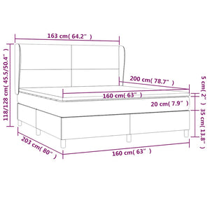Κρεβάτι Boxspring με Στρώμα Σκούρο Μπλε 160x200 εκ. Βελούδινο - Pakobazaar