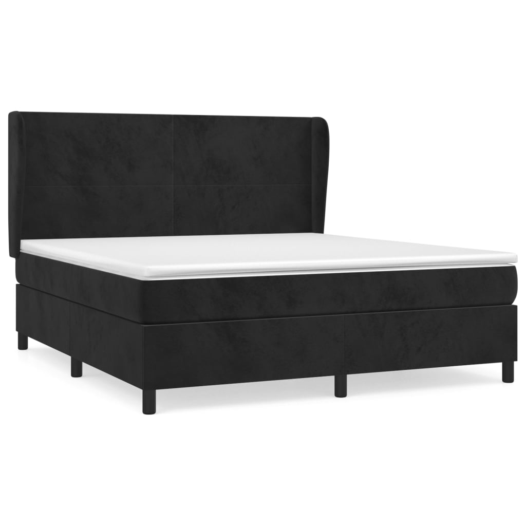 Κρεβάτι Boxspring με Στρώμα Μαύρο 180x200 εκ. Βελούδινο