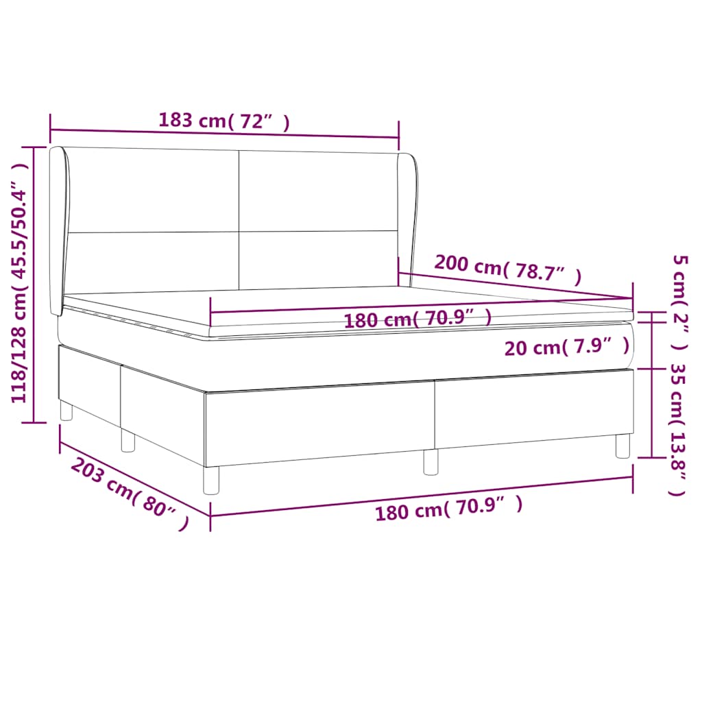Κρεβάτι Boxspring με Στρώμα Σκούρο Πράσινο 180x200εκ. Βελούδινο