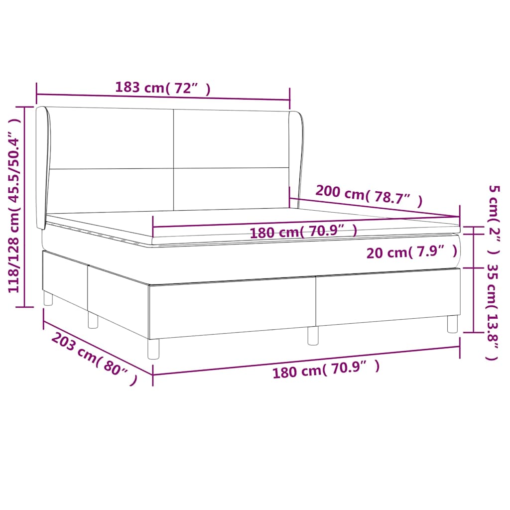 Κρεβάτι Boxspring με Στρώμα Σκούρο Μπλε 180x200 εκ. Βελούδινο - Pakobazaar
