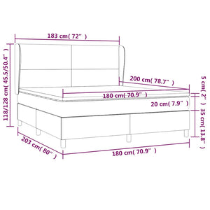 Κρεβάτι Boxspring με Στρώμα Σκούρο Μπλε 180x200 εκ. Βελούδινο - Pakobazaar