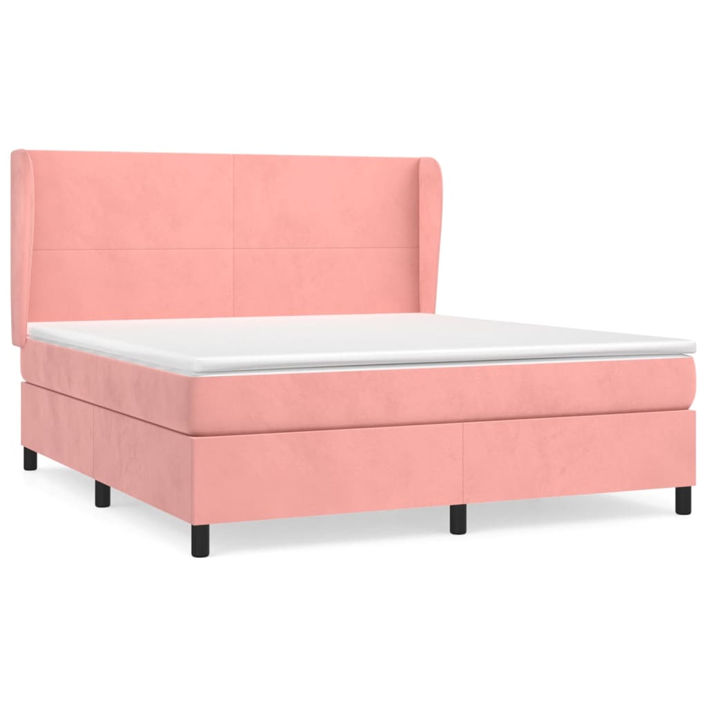 Κρεβάτι Boxspring με Στρώμα Ροζ 180x200 εκ. Βελούδινο