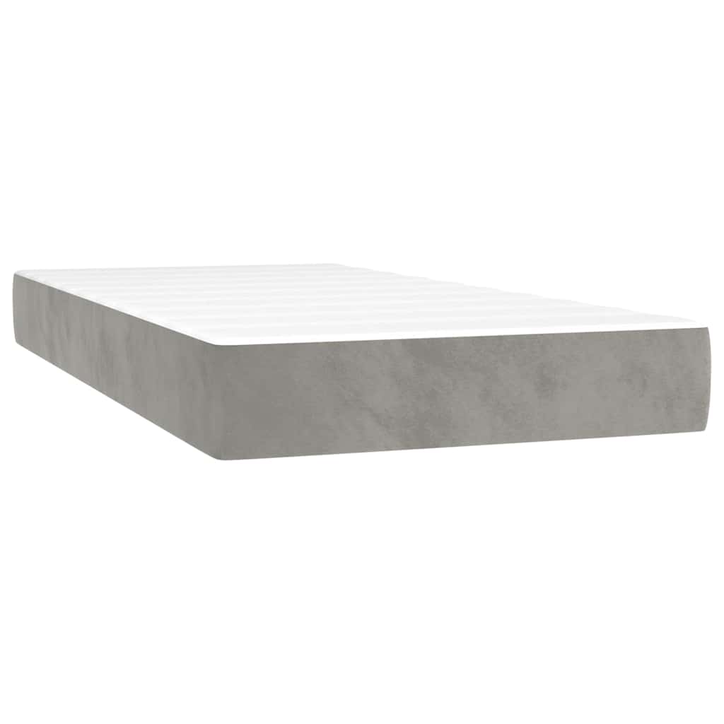 Κρεβάτι Boxspring με Στρώμα Ανοιχτό Γκρι 90x190 εκ. Βελούδινο - Pakobazaar