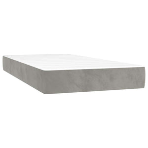 Κρεβάτι Boxspring με Στρώμα Ανοιχτό Γκρι 90x190 εκ. Βελούδινο - Pakobazaar