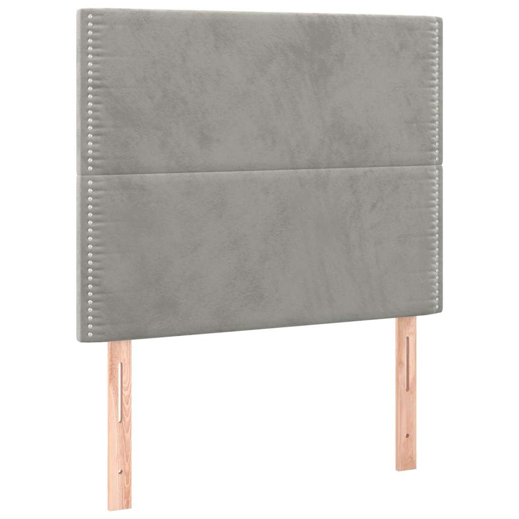 Κρεβάτι Boxspring με Στρώμα Ανοιχτό Γκρι 90x190 εκ. Βελούδινο - Pakobazaar