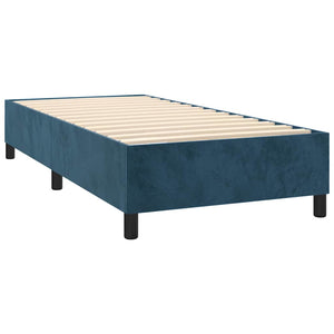 Κρεβάτι Boxspring με Στρώμα Σκούρο Μπλε 90x200 εκ. Βελούδινο