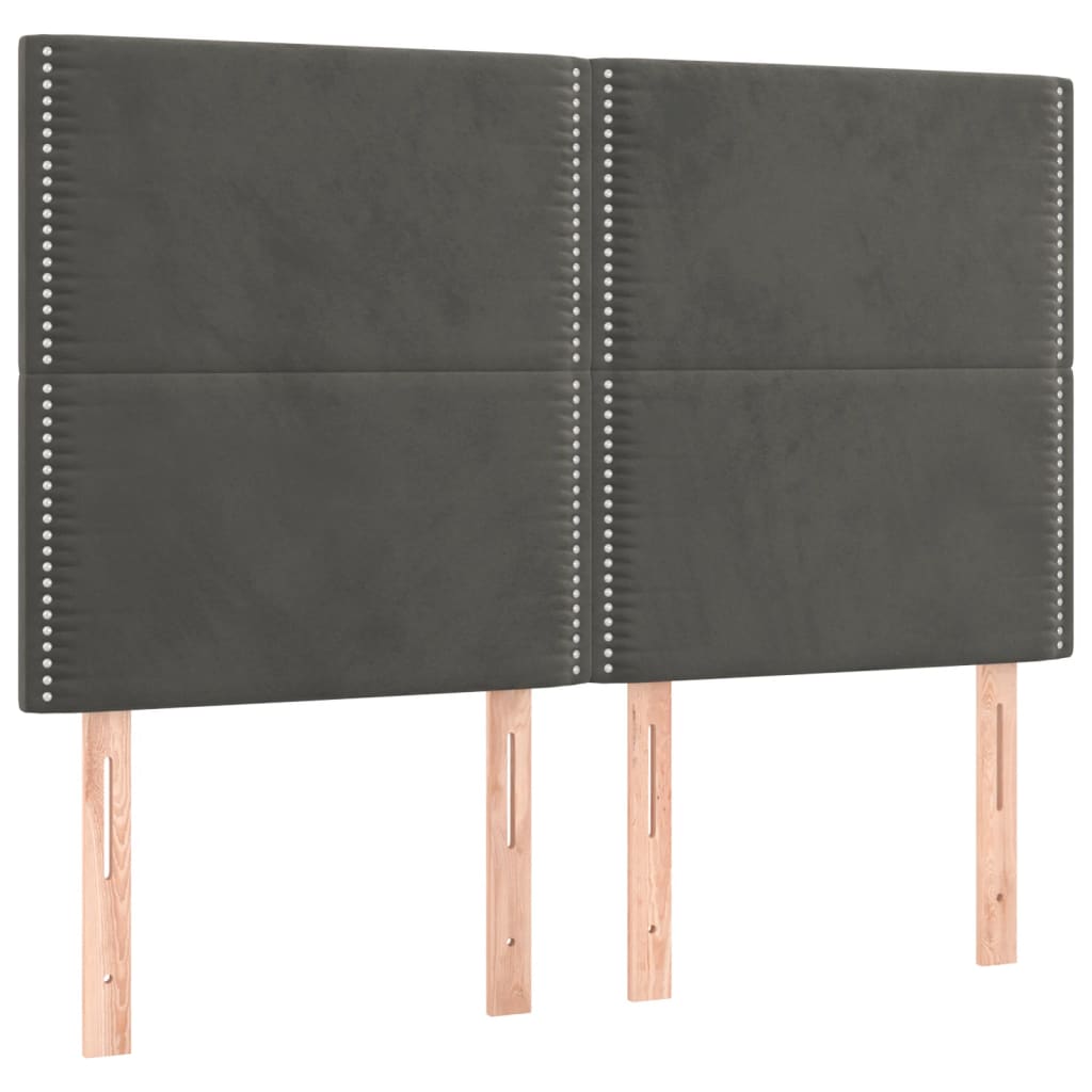 Κρεβάτι Boxspring με Στρώμα Σκούρο Γκρι 140x190 εκ. Βελούδινο