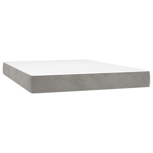 Κρεβάτι Boxspring με Στρώμα Ανοιχτό Γκρι 140x200 εκ. Βελούδινο