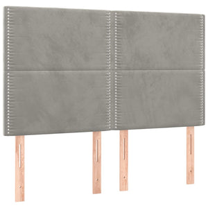 Κρεβάτι Boxspring με Στρώμα Ανοιχτό Γκρι 140x200 εκ. Βελούδινο