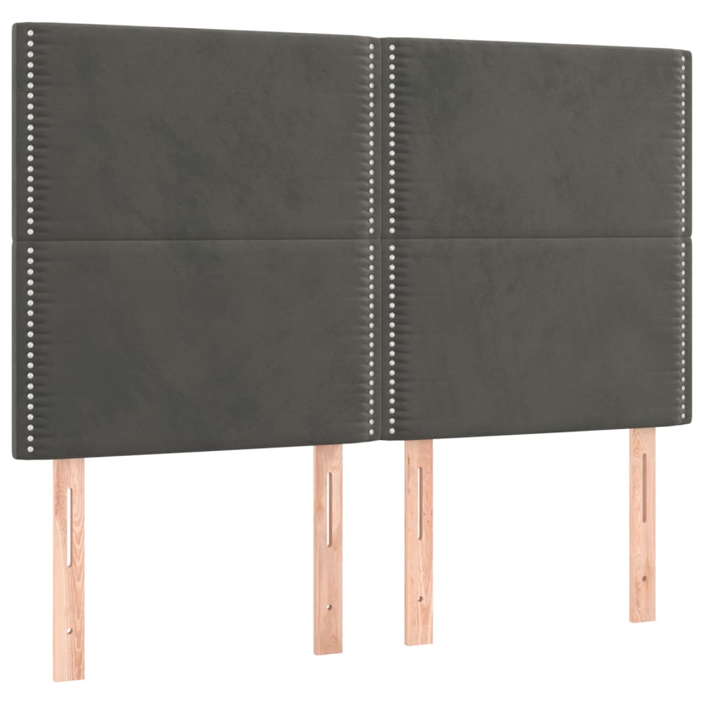 Κρεβάτι Boxspring με Στρώμα Σκούρο Γκρι 140x200 εκ. Βελούδινο