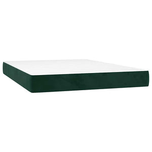 Κρεβάτι Boxspring με Στρώμα Σκούρο Πράσινο 140x200εκ. Βελούδινο - Pakobazaar