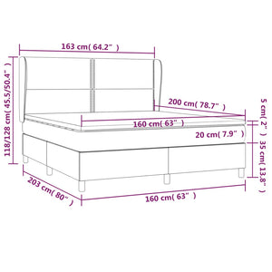 Κρεβάτι Boxspring με Στρώμα Σκούρο Μπλε 160x200 εκ. Βελούδινο