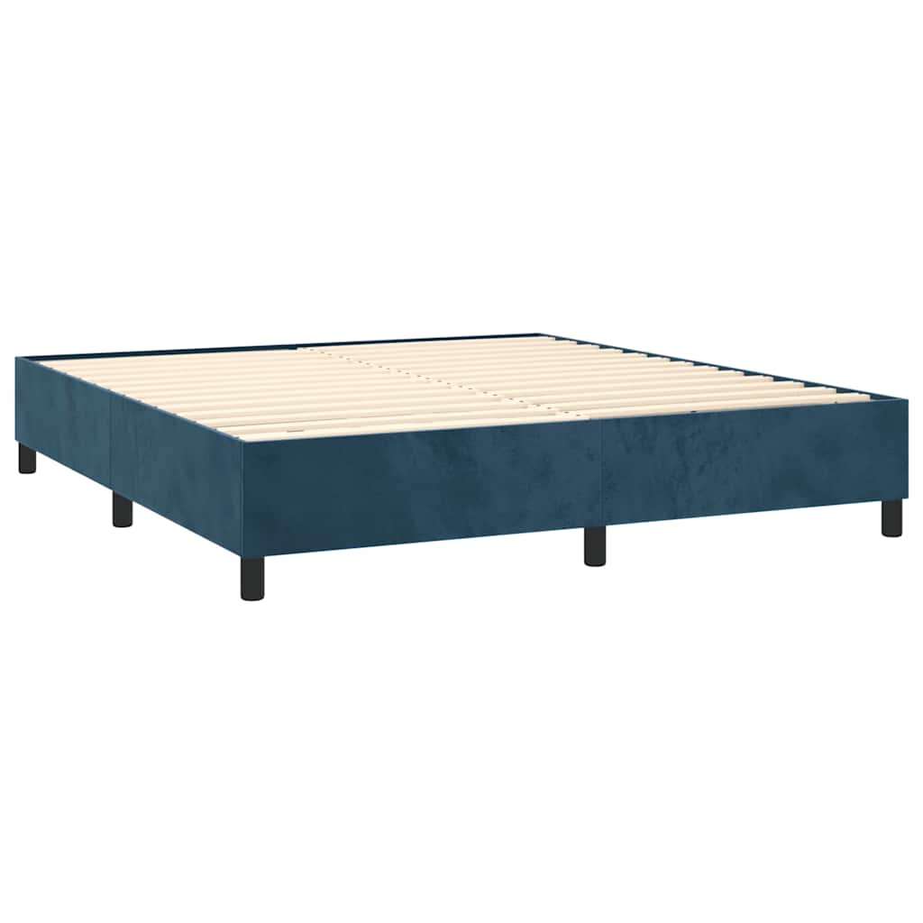 Κρεβάτι Boxspring με Στρώμα Σκούρο Μπλε 180x200 εκ. Βελούδινο