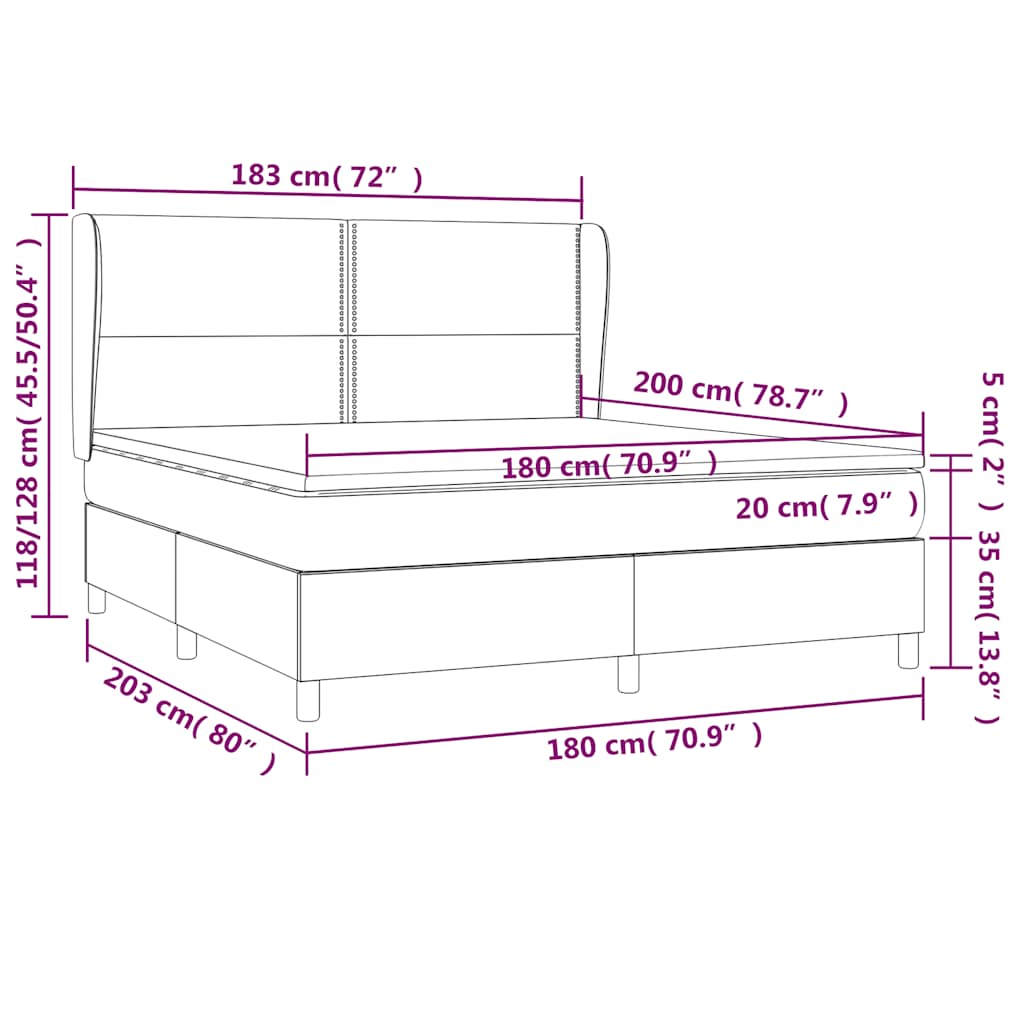 Κρεβάτι Boxspring με Στρώμα Σκούρο Μπλε 180x200 εκ. Βελούδινο