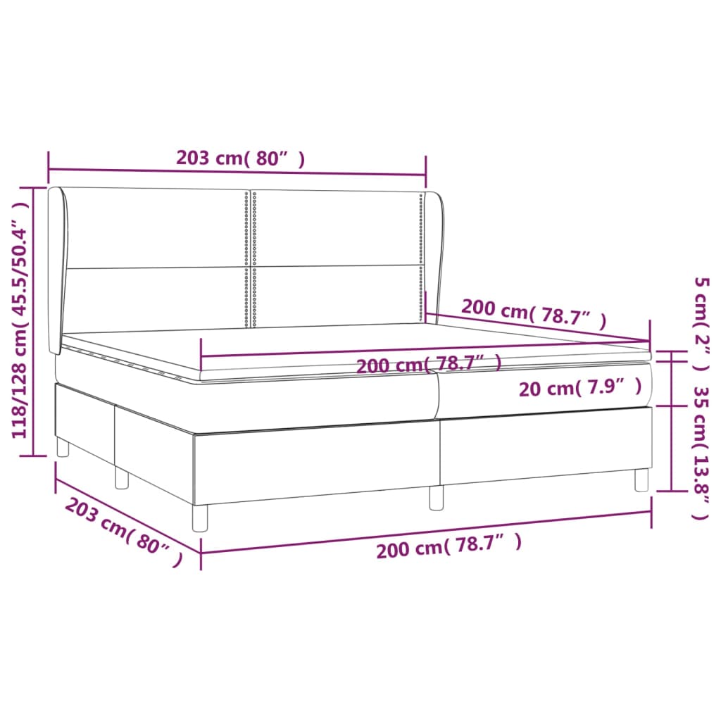 Κρεβάτι Boxspring με Στρώμα Ανοιχτό Γκρι 200x200 εκ. Βελούδινο