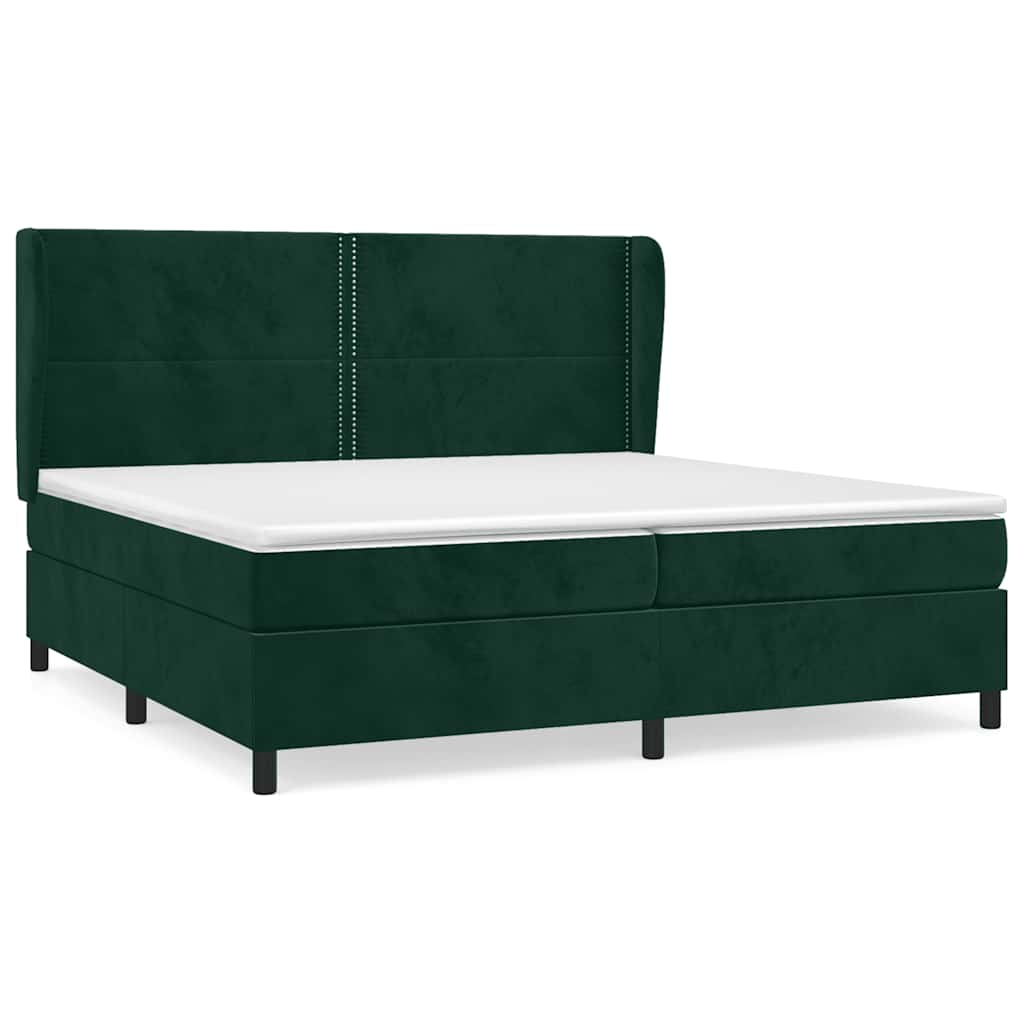 Κρεβάτι Boxspring με Στρώμα Σκούρο Πράσινο 200x200εκ. Βελούδινο - Pakobazaar