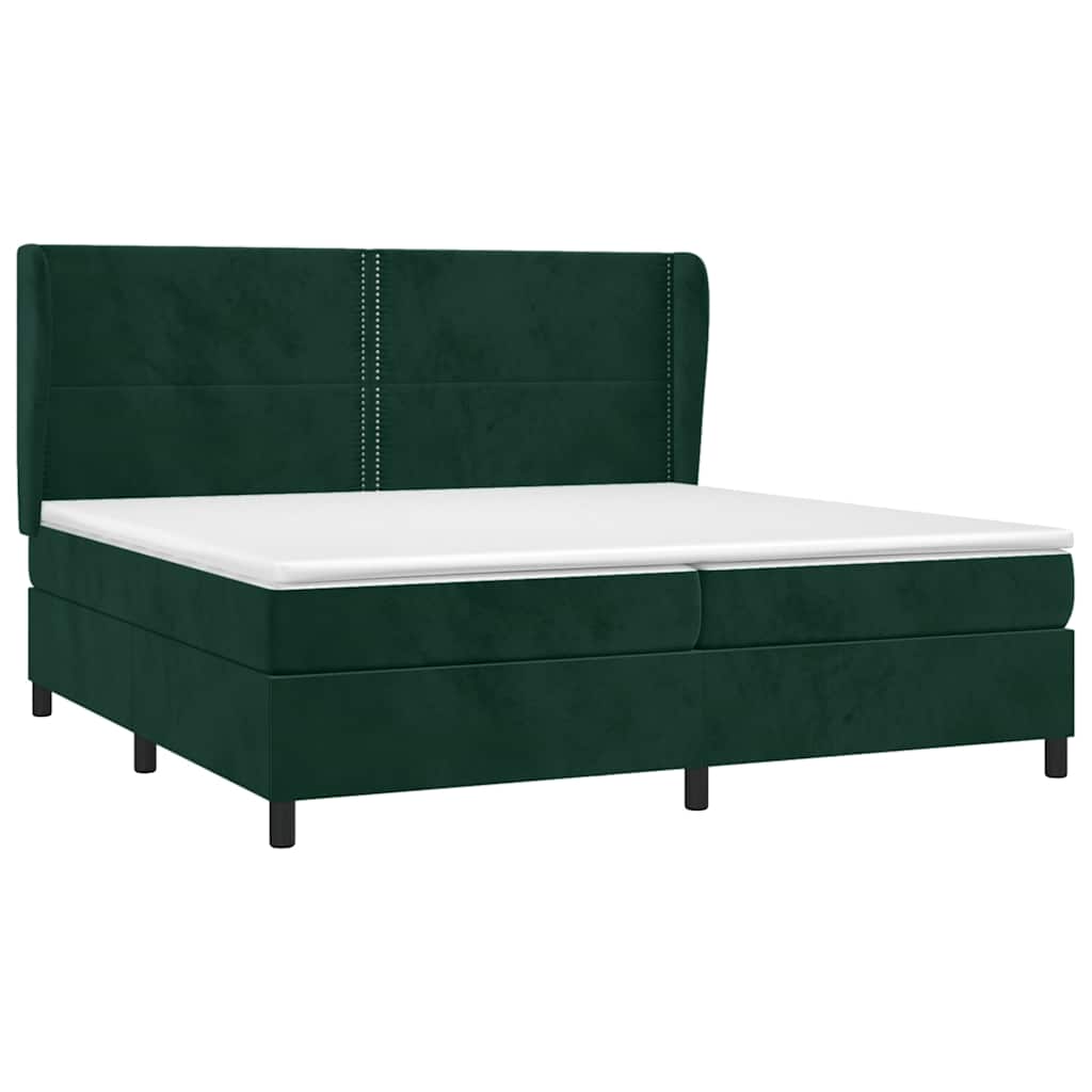 Κρεβάτι Boxspring με Στρώμα Σκούρο Πράσινο 200x200εκ. Βελούδινο - Pakobazaar