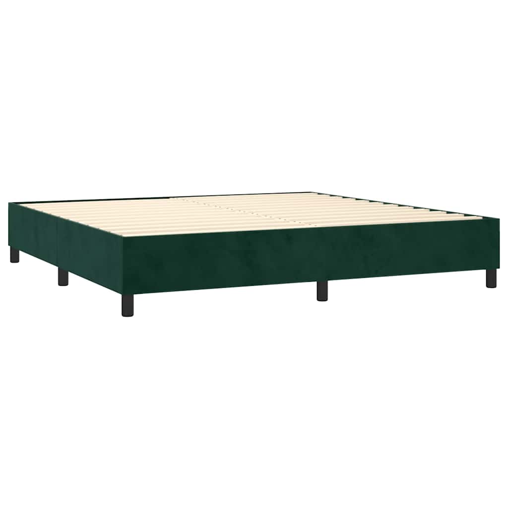 Κρεβάτι Boxspring με Στρώμα Σκούρο Πράσινο 200x200εκ. Βελούδινο - Pakobazaar