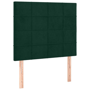 Κρεβάτι Boxspring με Στρώμα Σκούρο Πράσινο 90x200 εκ. Βελούδινο